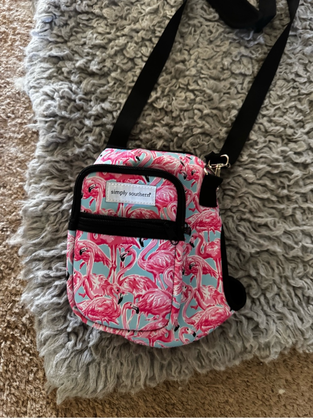 Simply Southern Pink Flamingo Crossbody hydro jug cover